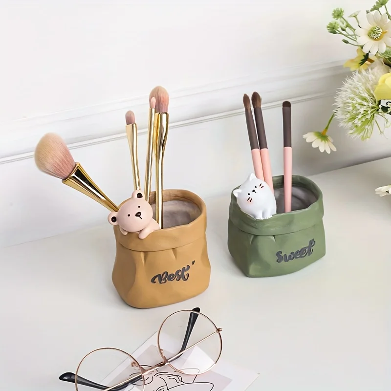 Creative Cartoon Paper Bag Animal Succulent Planter Cat Dog Rabbit Ins Style Flower Pot Tray