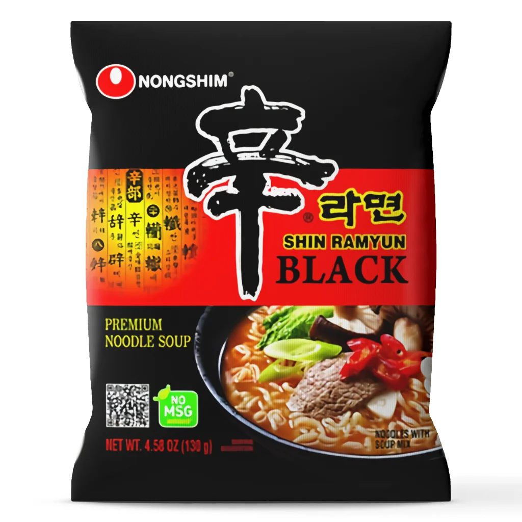 Shin Ramyun Black Noodle Soup Package Throw Pillow Irregular Stuffed Cushion Korean Ramen Decor for Sofa Kitchen Gift Foodie