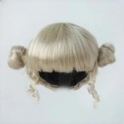 JD466  Full Bangs Twin Buns Synthetic mohair BJD wigs  1/12 1/8 1/6 1/4 1/3  OB11 Lati Yellow YOSD MSD SD DOD Doll Hair