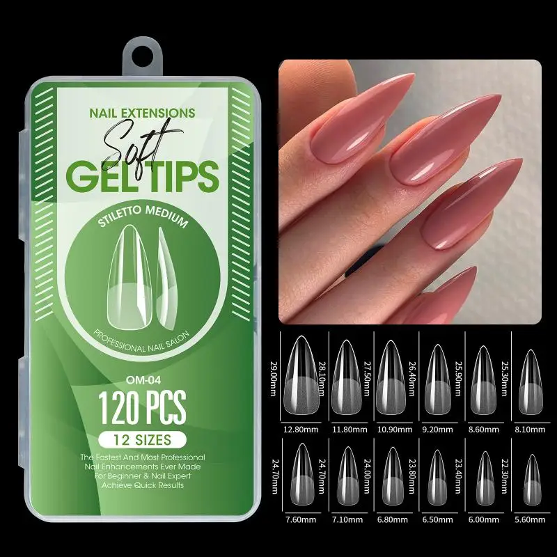 120pcs /1box False Nail Tips Clear Semi-frosted Full-coverage Soft Fake Nails Extension For Home DIY Nail Salon Manicure