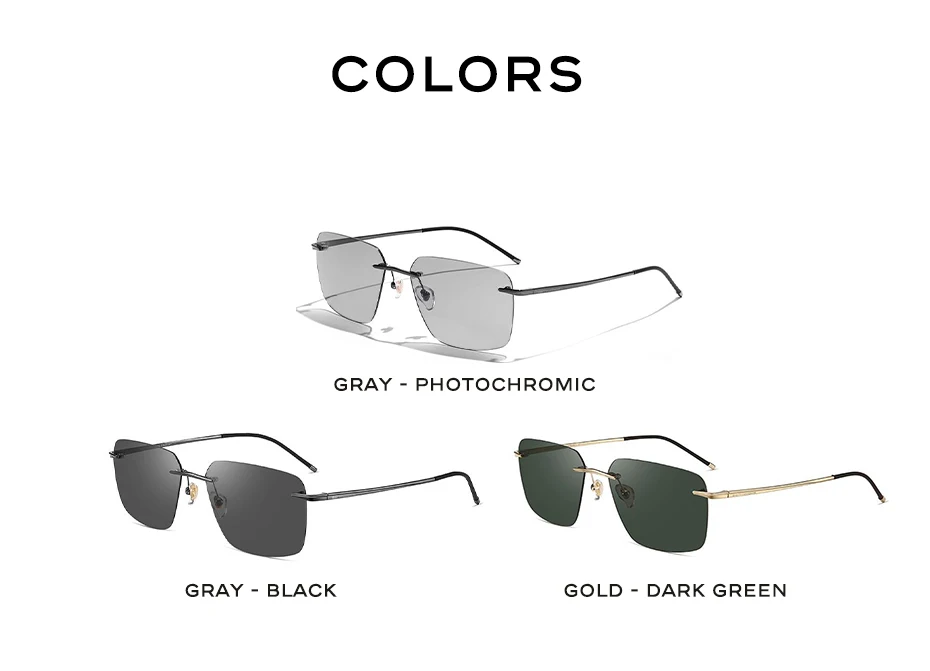 CAPONI reines Titan photo chrome Sonnenbrille randlos polarisiert fahren Herren Sonnenbrille ultraleichte UV400 Marken schirme bs28923 – Detail 12
