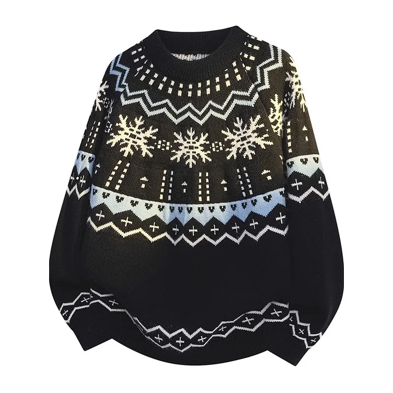 

Тяжелый вязаный круглый свитер в стиле ретро, свободный повседневный свободный свитер для пар для мужчин и женщин