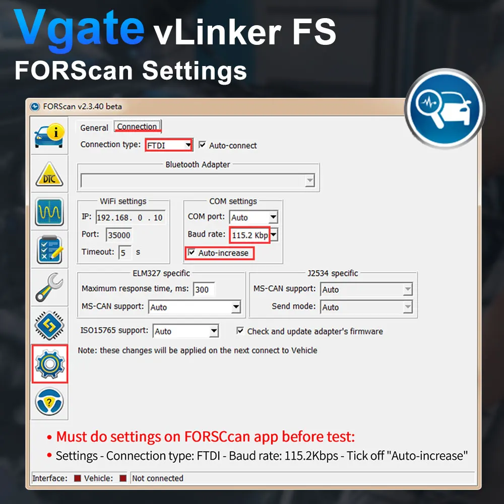 Vgate vLinker FS ELM327 For Ford FORScan HS/MS-CAN ELM 327 OBD 2 OBD2 Car Diagnostic Scanner Interface Tools OBDII For Mazda