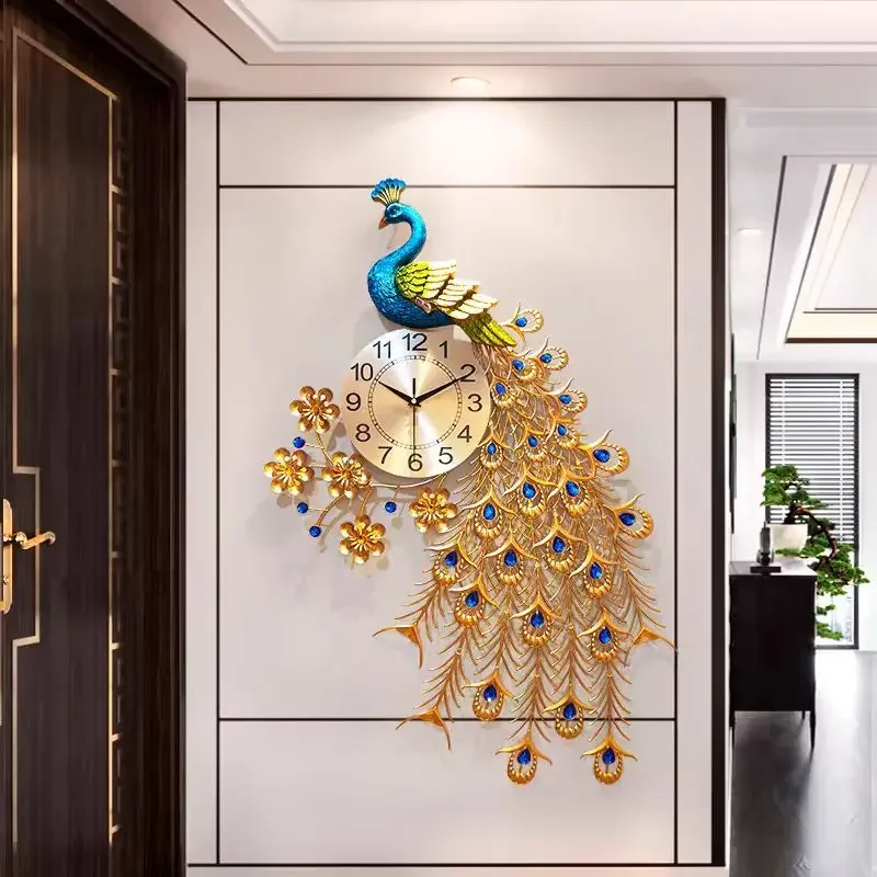 Peacock Wall Clock European-style Living Room Watch Home Silent Creative Quartz Clocks Simple Decorative Hanging Wall Clock