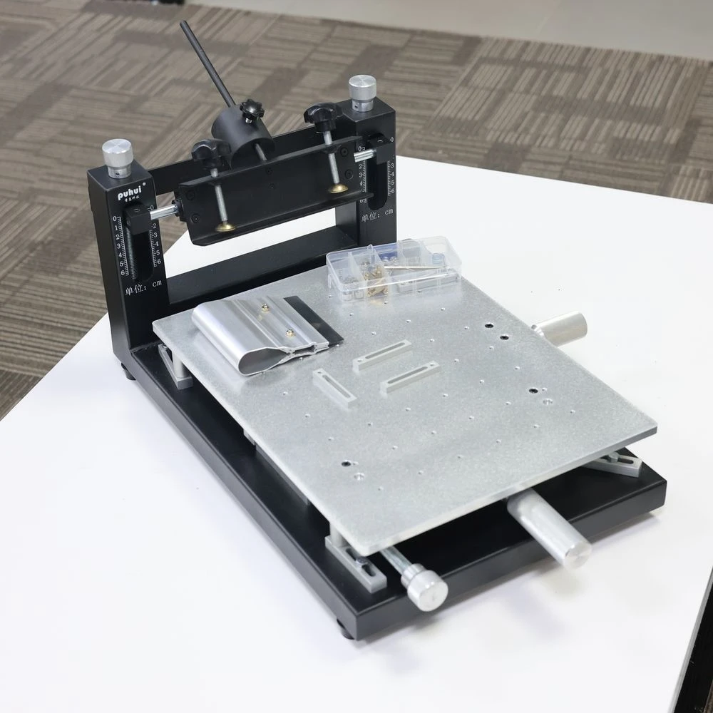 Stampante per allineamento stencil di precisione PUHUI 300x400mm PCB con supporto regolabile a vite Tavola serigrafica di precisione