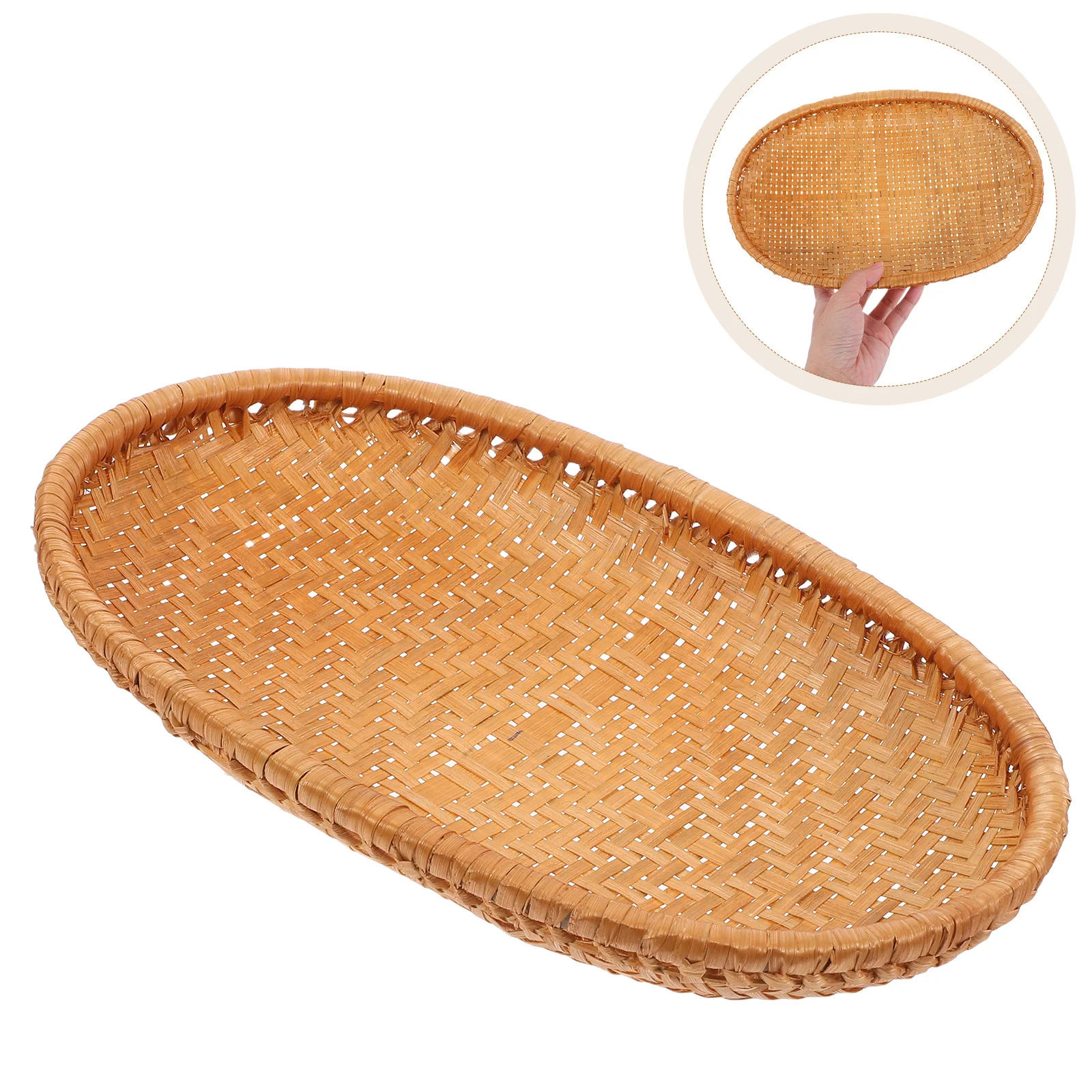 

Bamboo Woven Fruit Plate 27x18x4cm Handcrafted Bread Basket Storage Tray for Kitchen Home Party Picnic Decor Bread Basket Bamboo