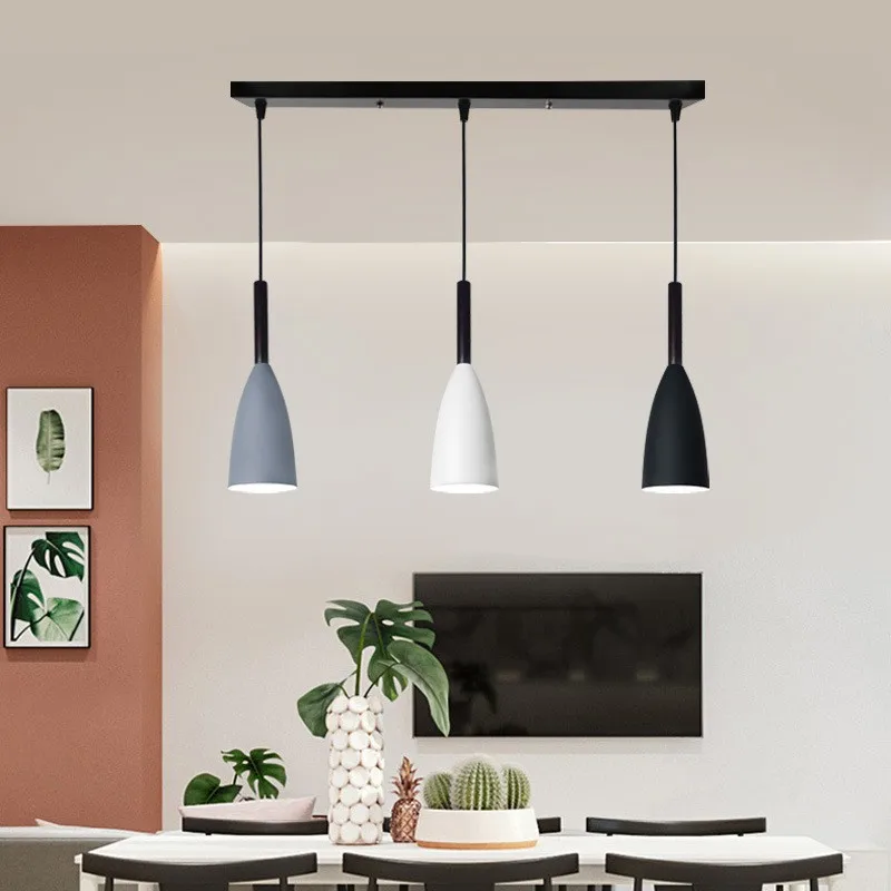 

Modern 1/3-Lights Hanging Ceiling Lamps Black Iron Pendant Light for Dining Room Table Bedside Kitchen E27 LED Decor Lighting