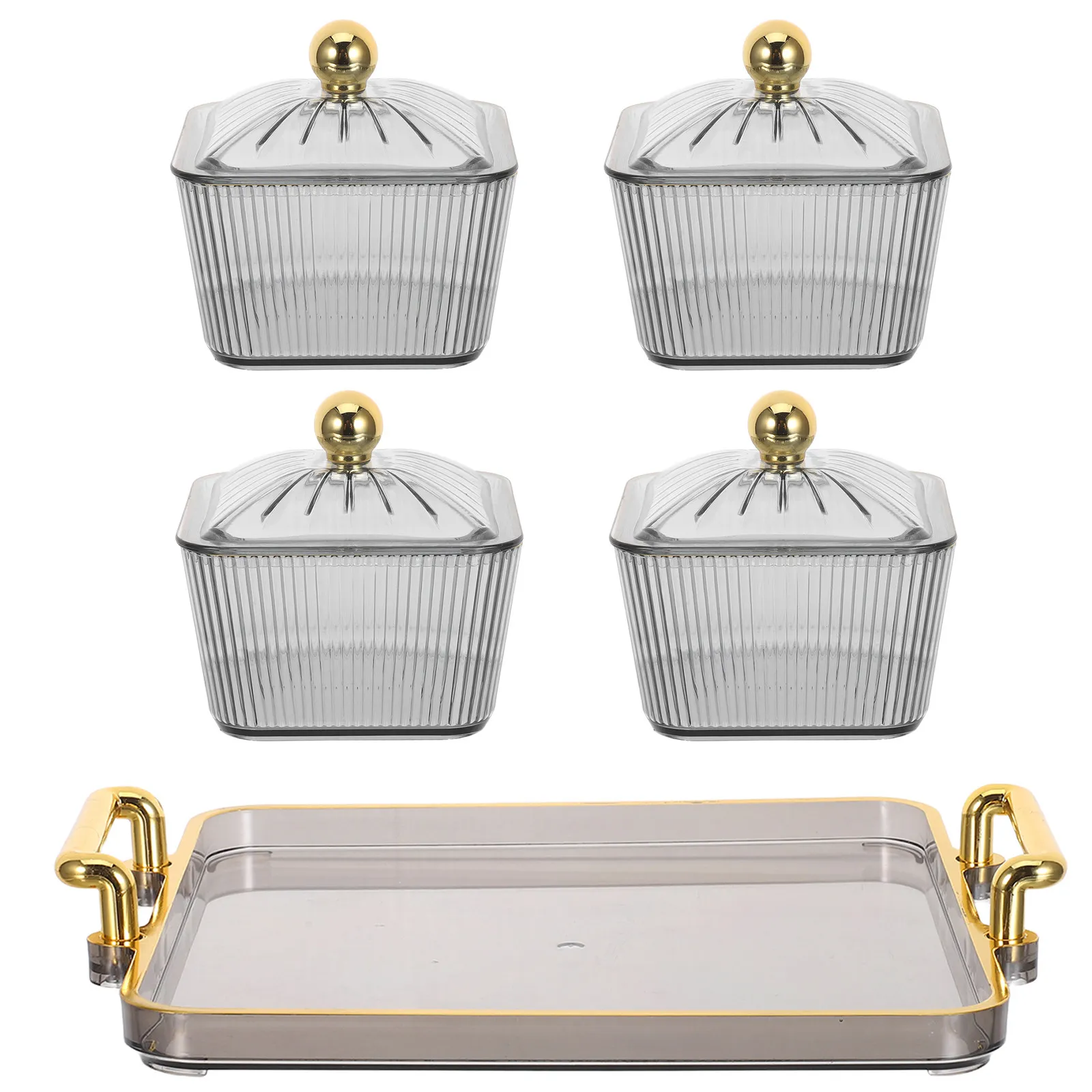 Divided Snack Serving Tray with Lid Crystal Clear 4 Section Food Display Platter for Parties Entertaining Chips Dips Vegetables
