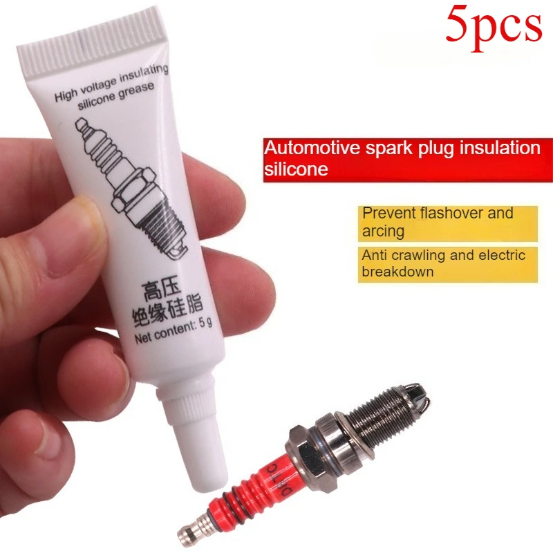 5pcs Car Spark Plug Insulating Grease High Voltage Electrical Insulation Silicone Grease Low Temperature Corrosion Resistance