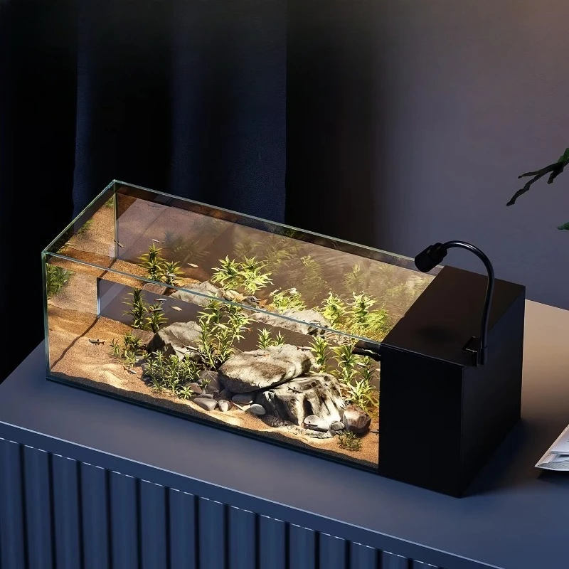

Desktop Ultra White Glass Side Filter Self-Circulating Eco Landscape Full Set Small Living Room Fish Tank Basic Version
