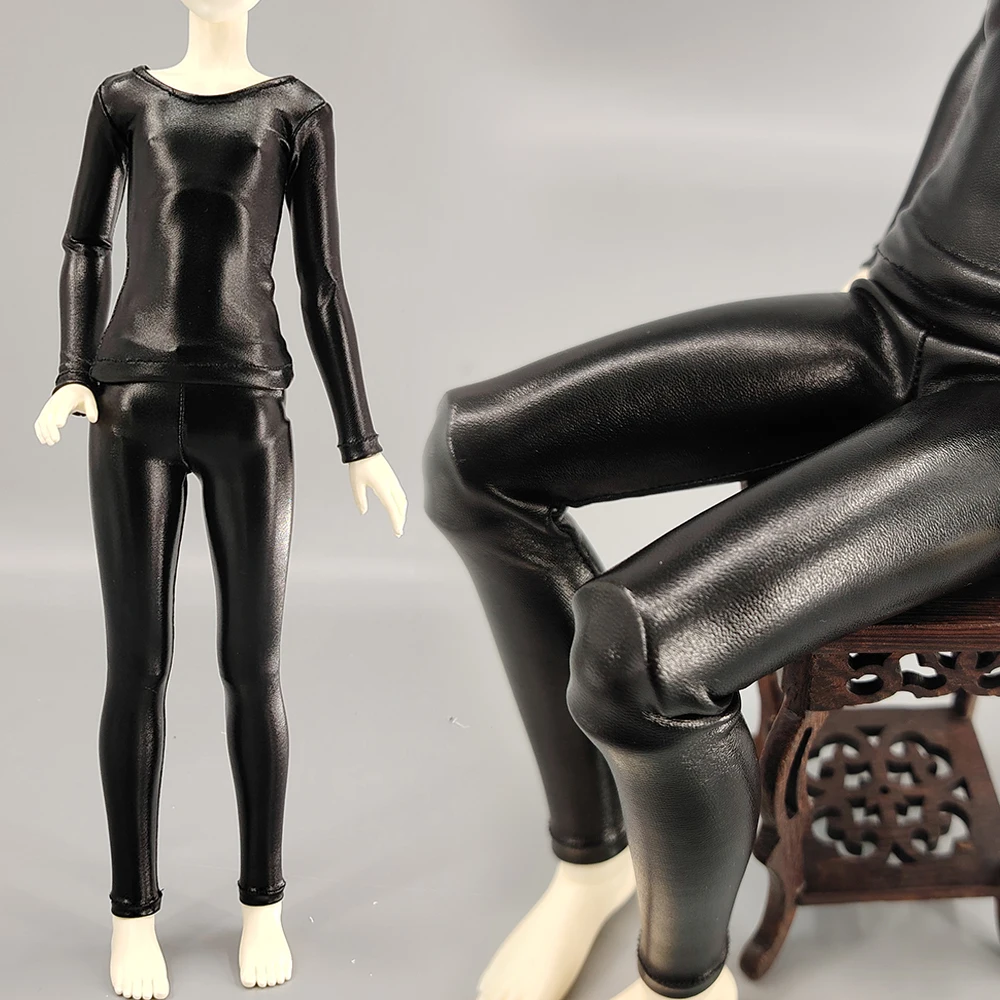 D09-P301 children handmade toy 1/6 1/4 1/3 uncle big girl uncle ID75 80 made BJD Doll clothes black leather Elastic bodysuit