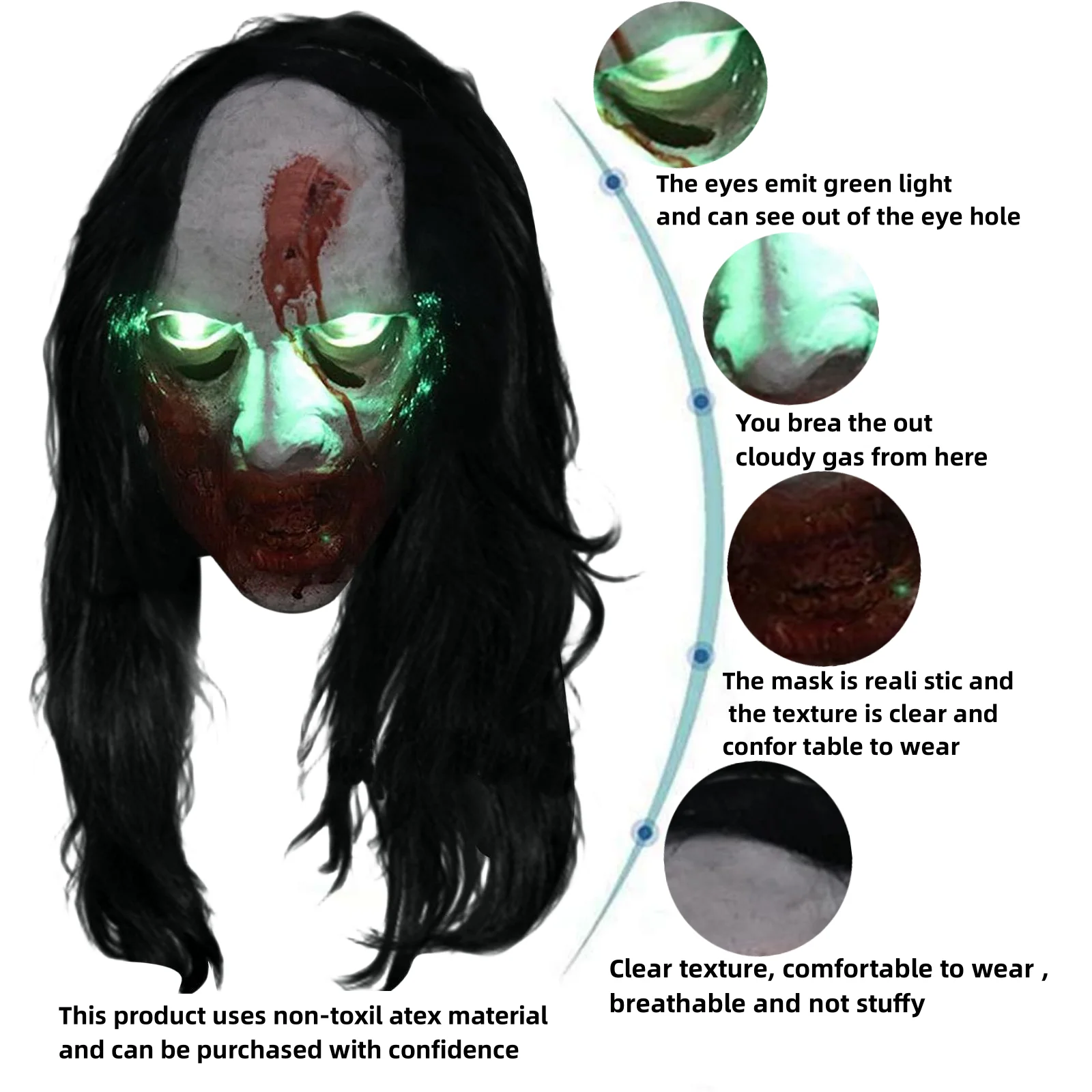 Halloween Horror Bloody Grimace Mask For Adult Monster Mask full face Ghost latex mask Carnival Costume For Men masquerade Party