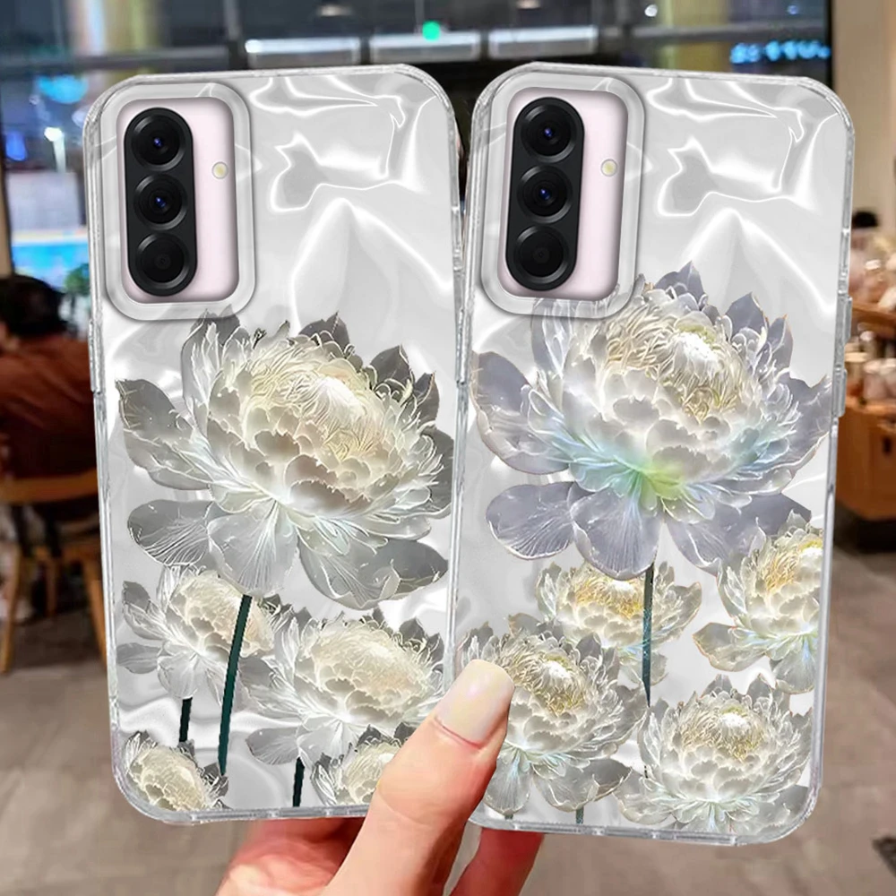 Luxuriöse Handyhülle für Mädchen: Weißer Lotus-Gletscher-Design für Samsung Galaxy A57 A07 A17 A56 A55 A16 A26 A54 A15 A13 A36 A25 A35 A14 A34 A12