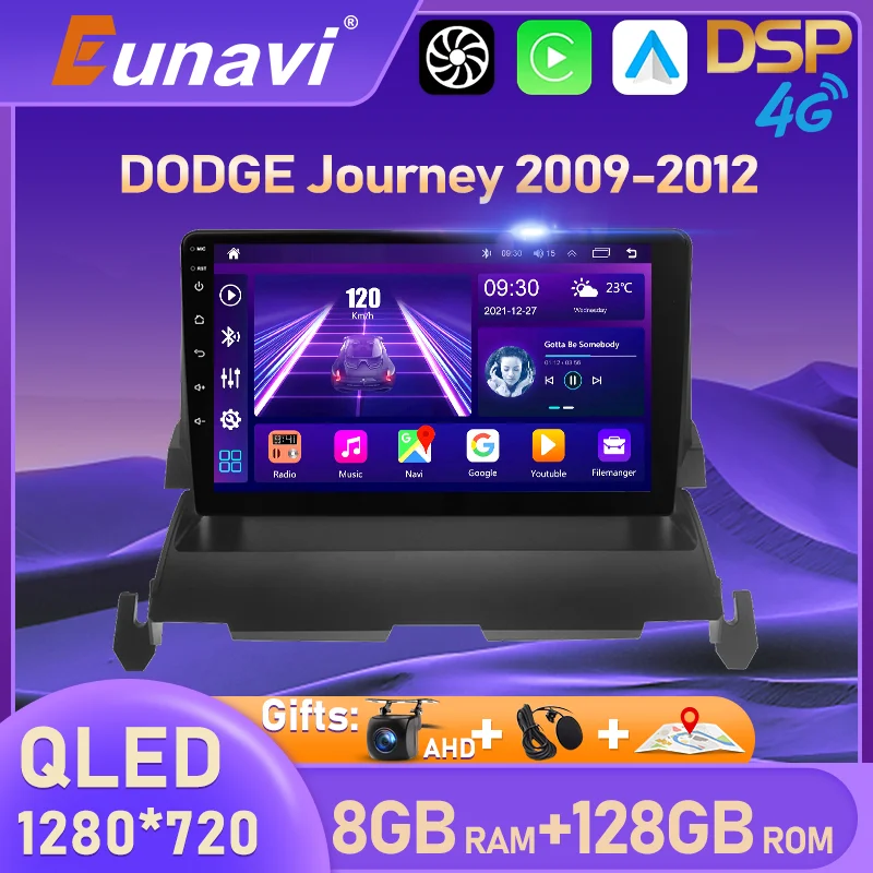 

Eunavi 2 din Android авто мультимедийный плеер для Dodge Journey 2009 2010 2011 2012 2din Carplay автомобильное радио GPS навигация без dvd