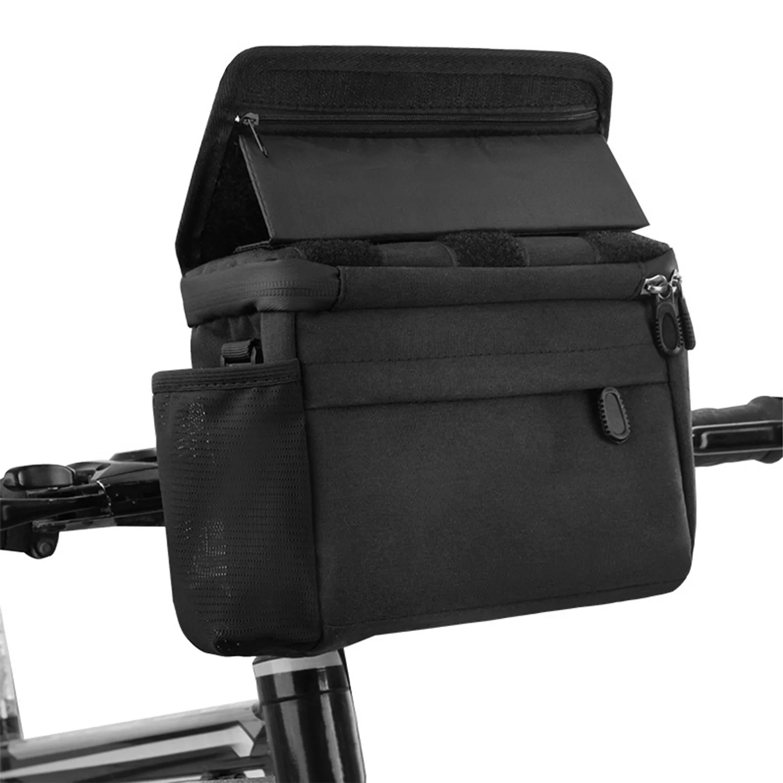 Large Capacity Bicycle Handlebar Bag Waterproof Mountain Bike Bag with Touch Screen Folding Phone Holder Storage Bag