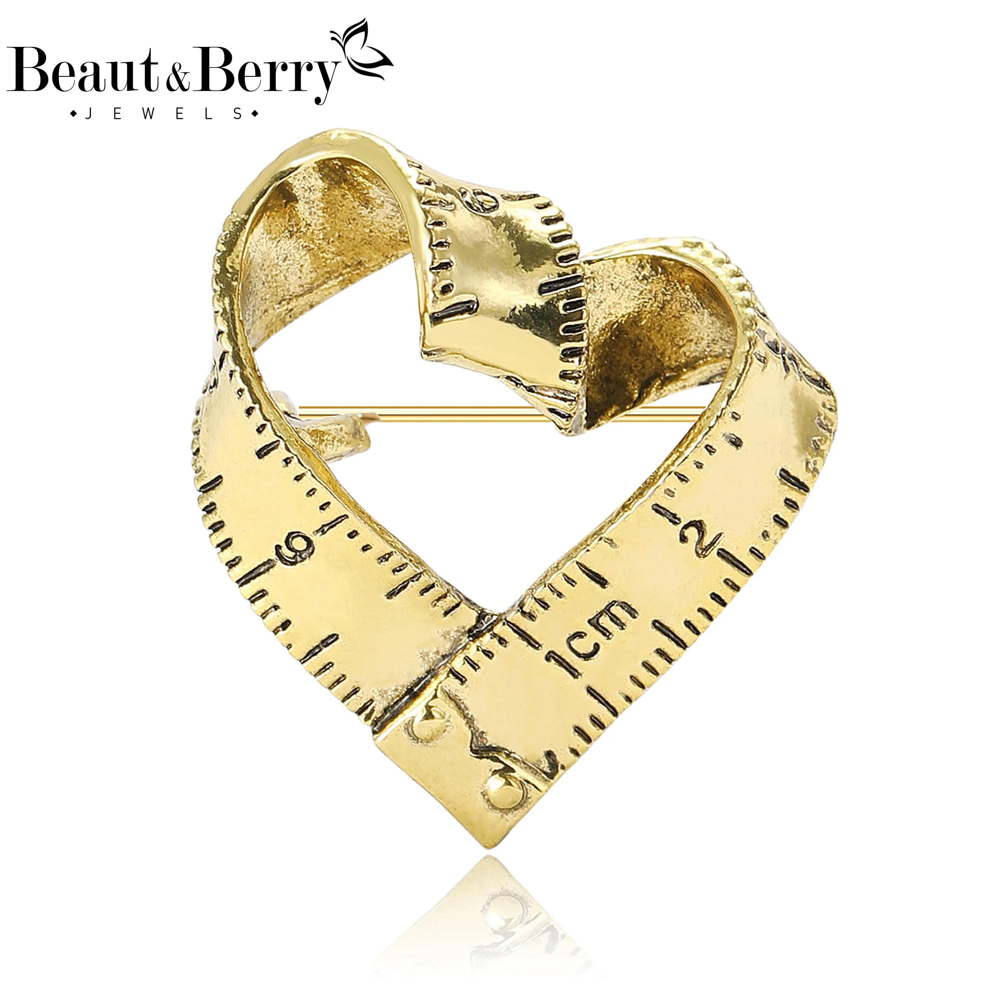 Beaut&Berry Trendy Enamel Tape Measure Brooches for Women Unisex Stationery Pins Casual Party Jewelry Accessories Gifts