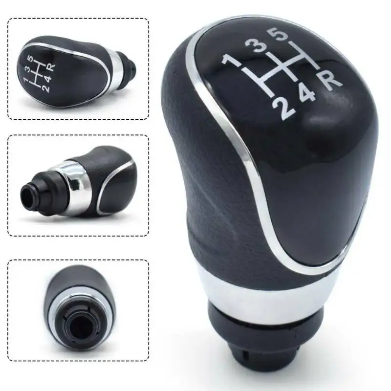 5Speed Manual Gear Shift Knob PU Leather Plastic Black Fits For Ford Fiesta MK7 2008-2013 Focus MK2 FL 2008-2011 Interior Parts