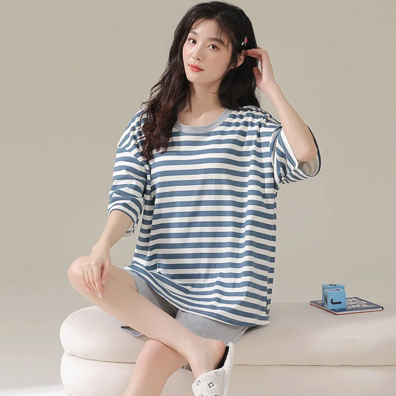 

Brand New Cotton Summer Short Sleeved Plus Size M-2XL Women Pajamas Set Pyjamas Women Sleepwear Cute Cartoon Pijamas