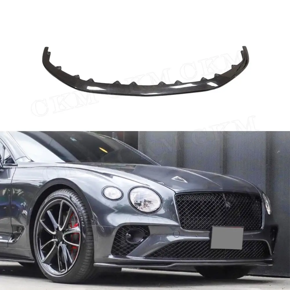 

CKMUUER автомобильный передний бампер из углеродного волокна, спойлер для губ и подбородка, чехлы для Bentley Continental GT W12 2018-2021