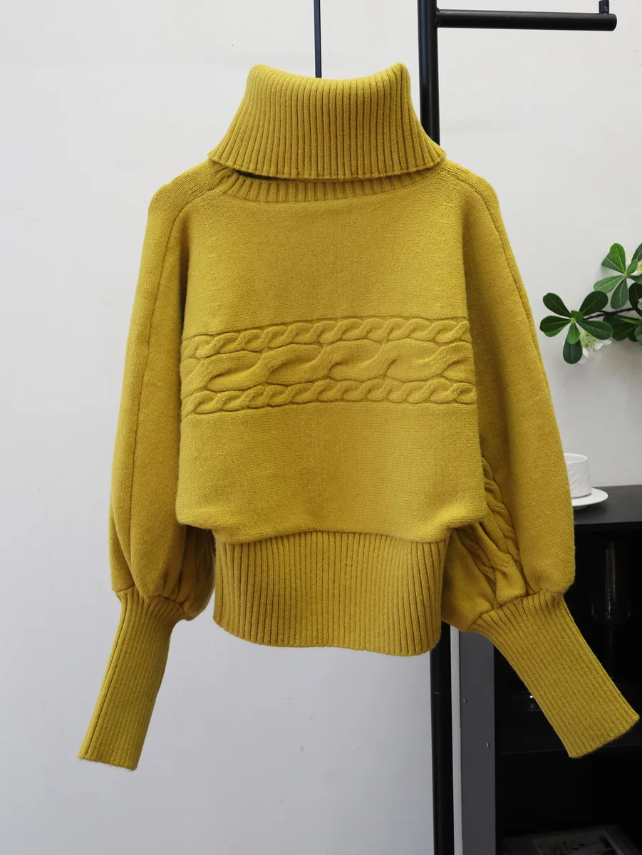 Jerséis de punto para mujer, jerséis lisos, calentador de cuello, cuello redondo, manga larga, suelto, para oficina, elegante, informal, Otoño Invierno 2025