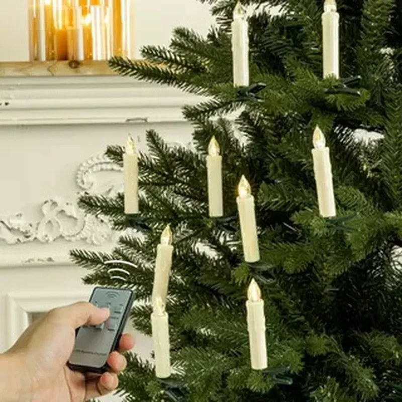 for Cedar Christmas Remote Control Timing Simulation LED Electronic Candle Clip Tree Pendant Wedding Party Atmosphere Light