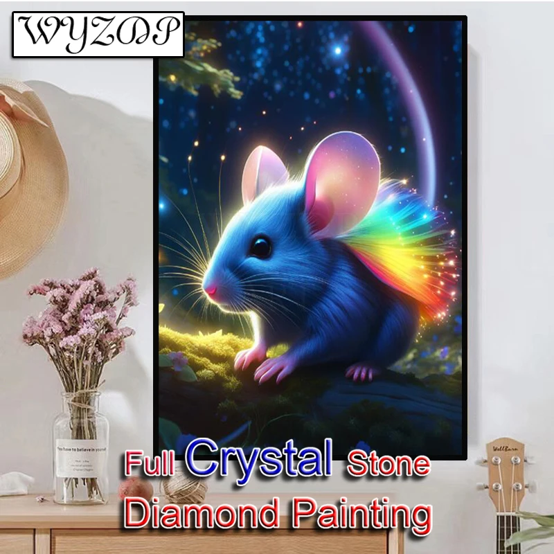 5d Diy Crystal Diamond Painting Cute Mouse Full Square Mosaic Embroidery Cross Stitch Kits Diamond Art AB Home Decor WYZ20230834