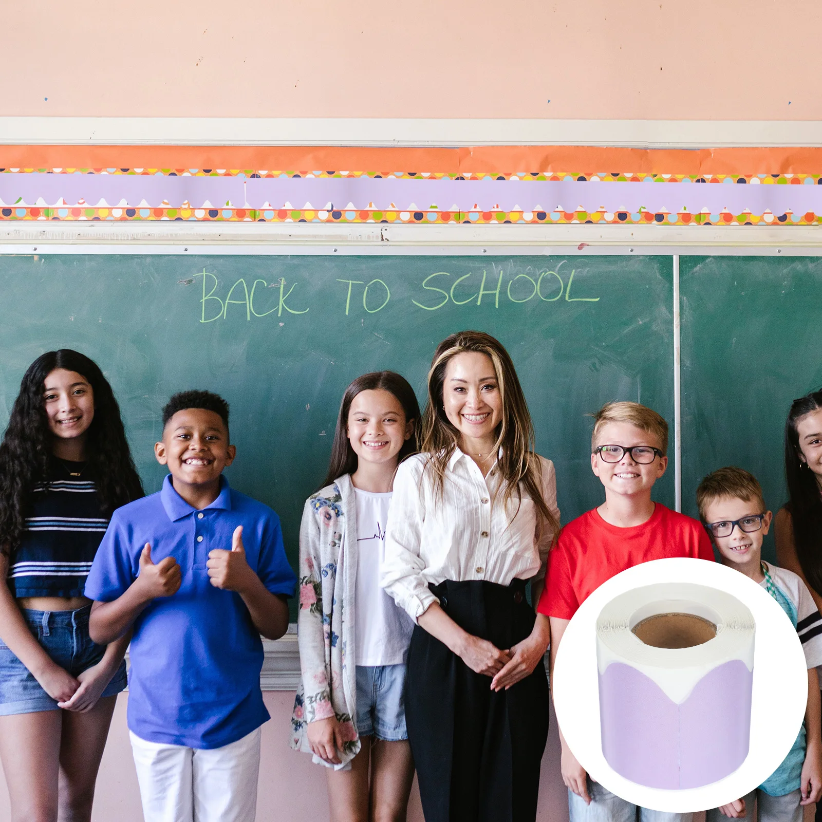 

1 Roll Decorative Border Sticker Adhesive Bulletin Board Trim for Office Window Chalkboard Whiteboard Festival Accessories