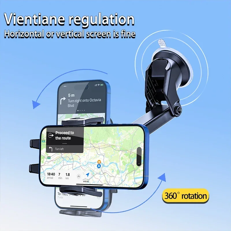 Adjustable 360°Rotatable Universal Sucker Car Phone Holder Windshield Car Dashboard Support in Car Bracket for All Mobile Phones