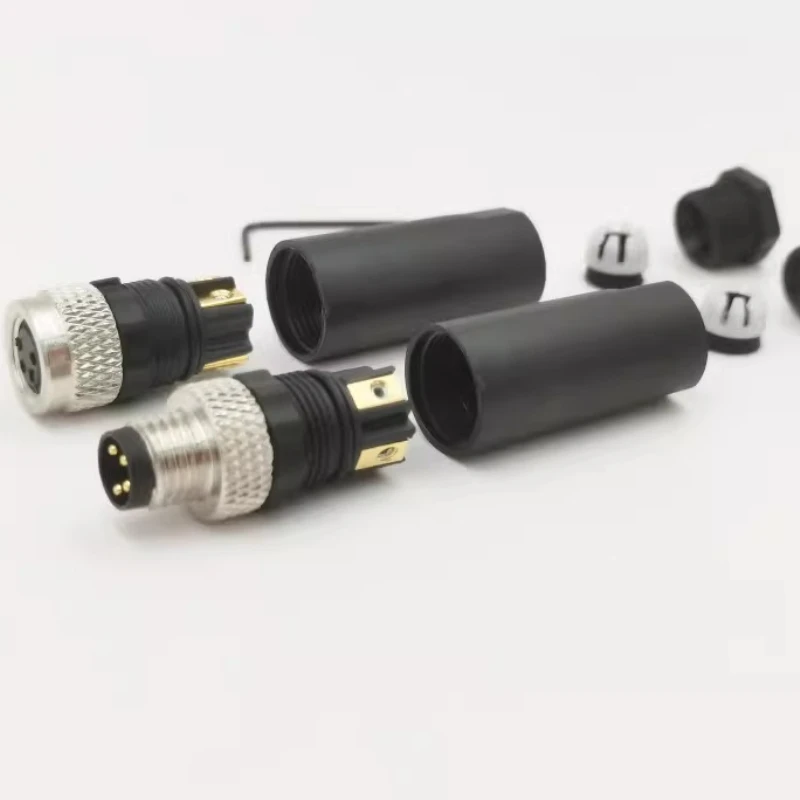 Male/female M8 Connector Aviation Waterproof Plug 3/4-pin Pinhole Sensor Proximity Switch Connector Elbow No Soldering Required