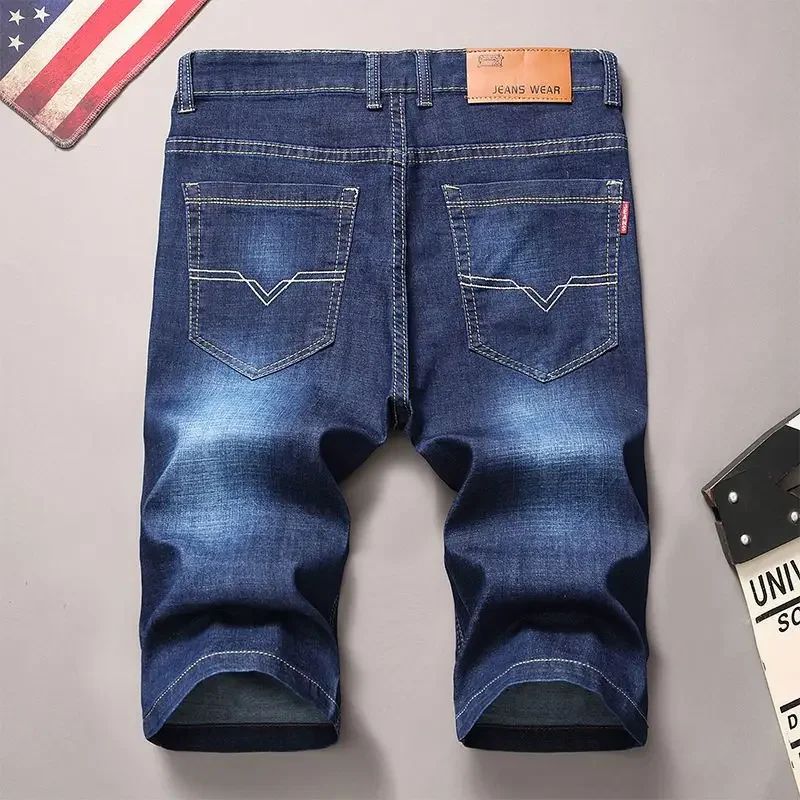 Men's Short Jeans Pants Big Size Straight Oversize Male Denim Shorts with Pockets Xl Cowboy New in Streetwear Buttons Original