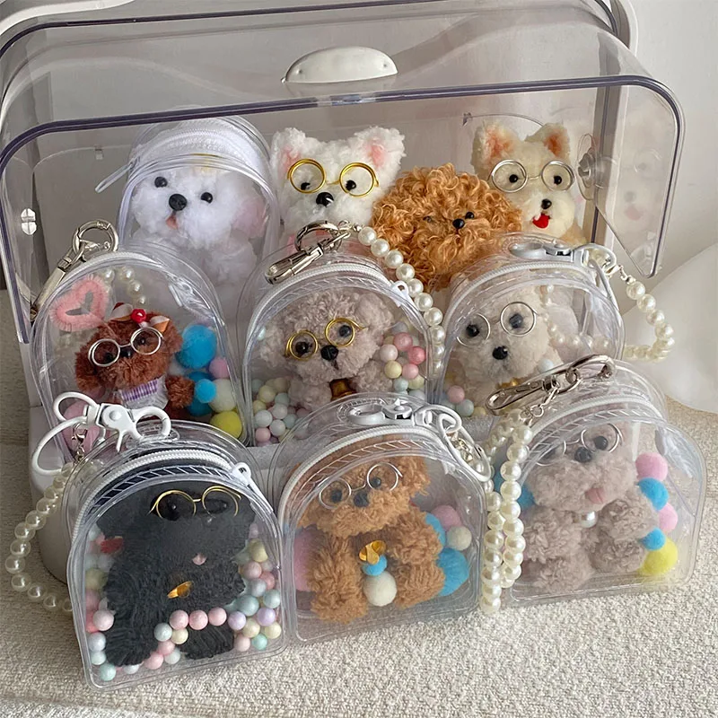 Porte-clés pendentif chiot mignon pour enfants, mini chien, sac d'école en peluche pour chien, jouets de confrontation, cadeau pour un ami