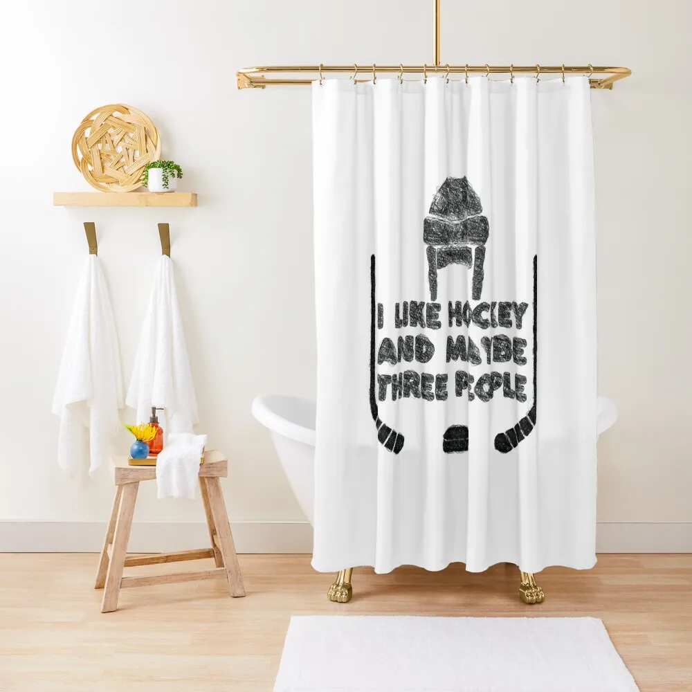 

I Like Hockey And Maybe Three People, Funny Hockey Shower Curtain Shower For Bathrooms Bathroom Box Curtain