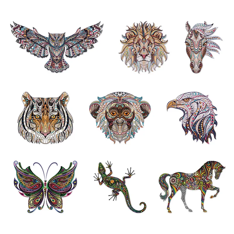 Painted Animal Lion Eagle Horse Glass Classic Sticker Waterproof Cartoon Wall Sticker for Car Home Window Toilet Decors Sticker