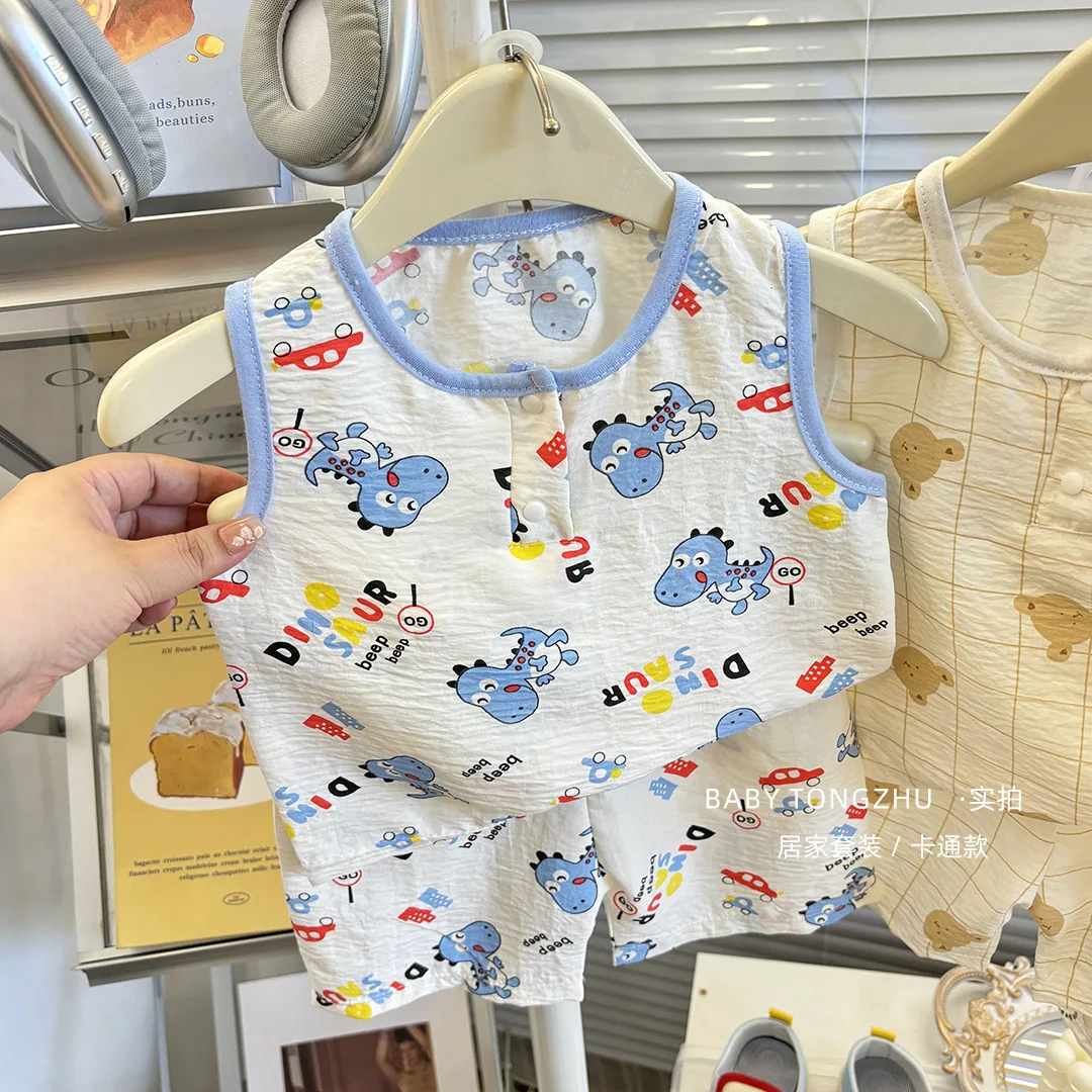 New Summer Korean Version Baby Casual Vest Shorts Two Pieces Set For Boys and Girls image 4
