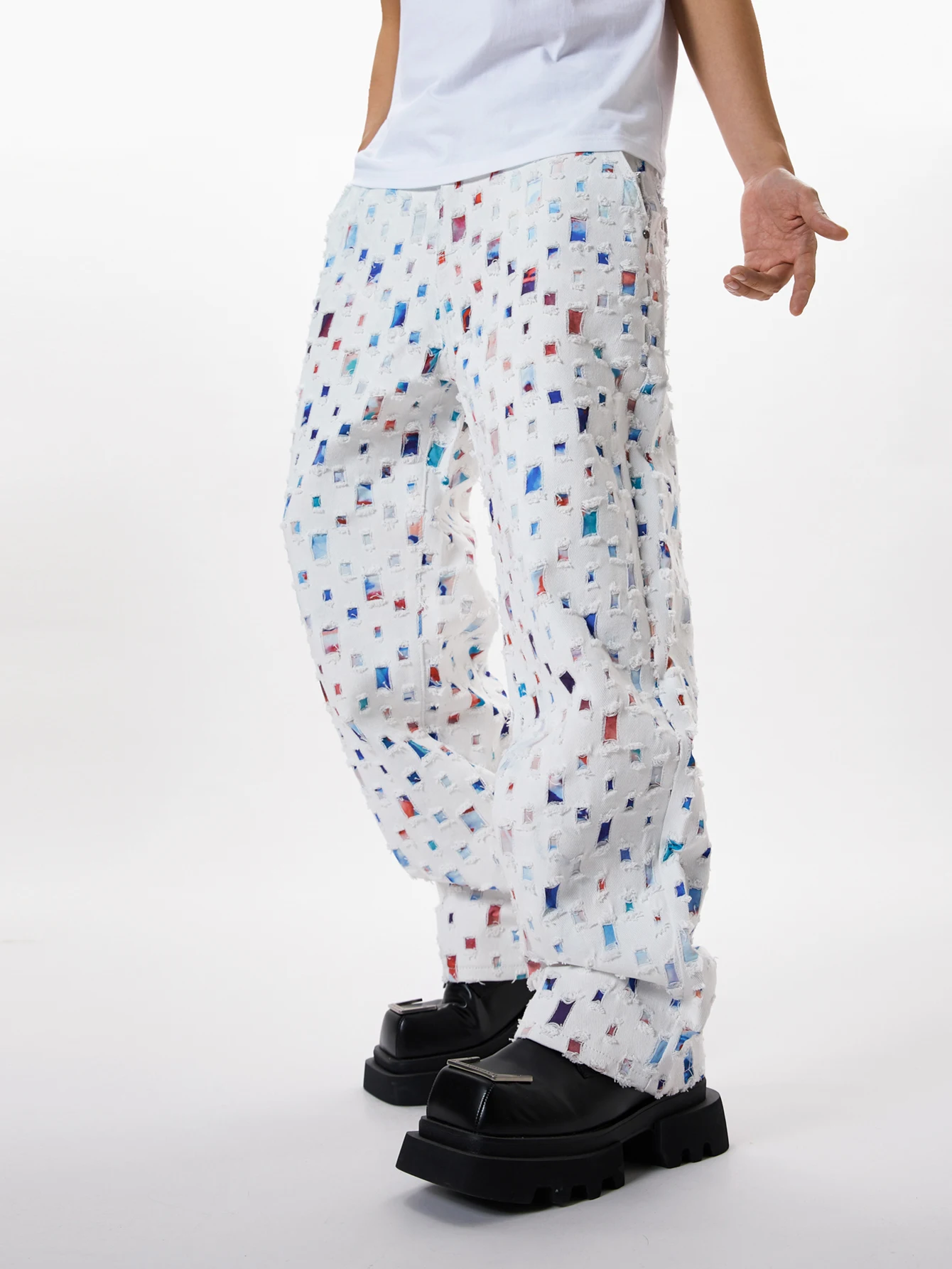 

Streetwear Spring White Baggy Straight Leg Jeans Fashion Casual Loose Denim Pants Mid Waist Comfortable Male Trousers