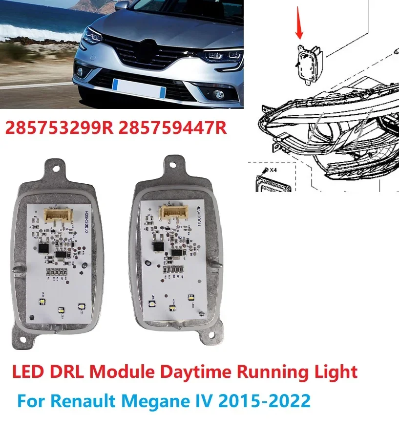 1Pair Front Headlights DRL Module LED Daytime Running Lights Control Unit  for Renault Megane IV 2015-2022 285753299R 285759447R