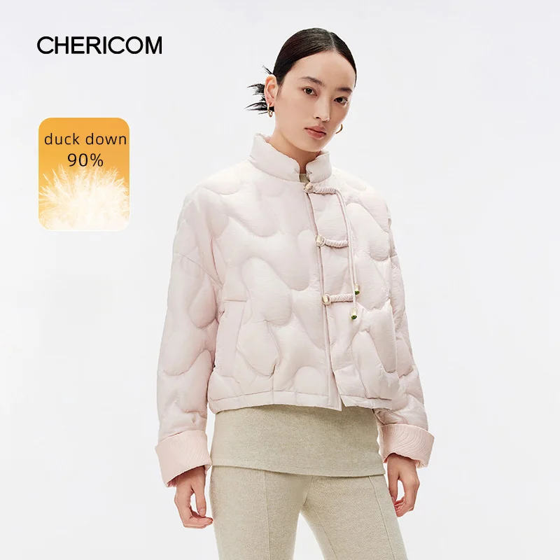 

Женская короткая куртка-пуховик Chericom, осенне-зимнее легкое пальто с воротником-стойкой, верхняя одежда с подкладкой в виде лягушки Y309060Y