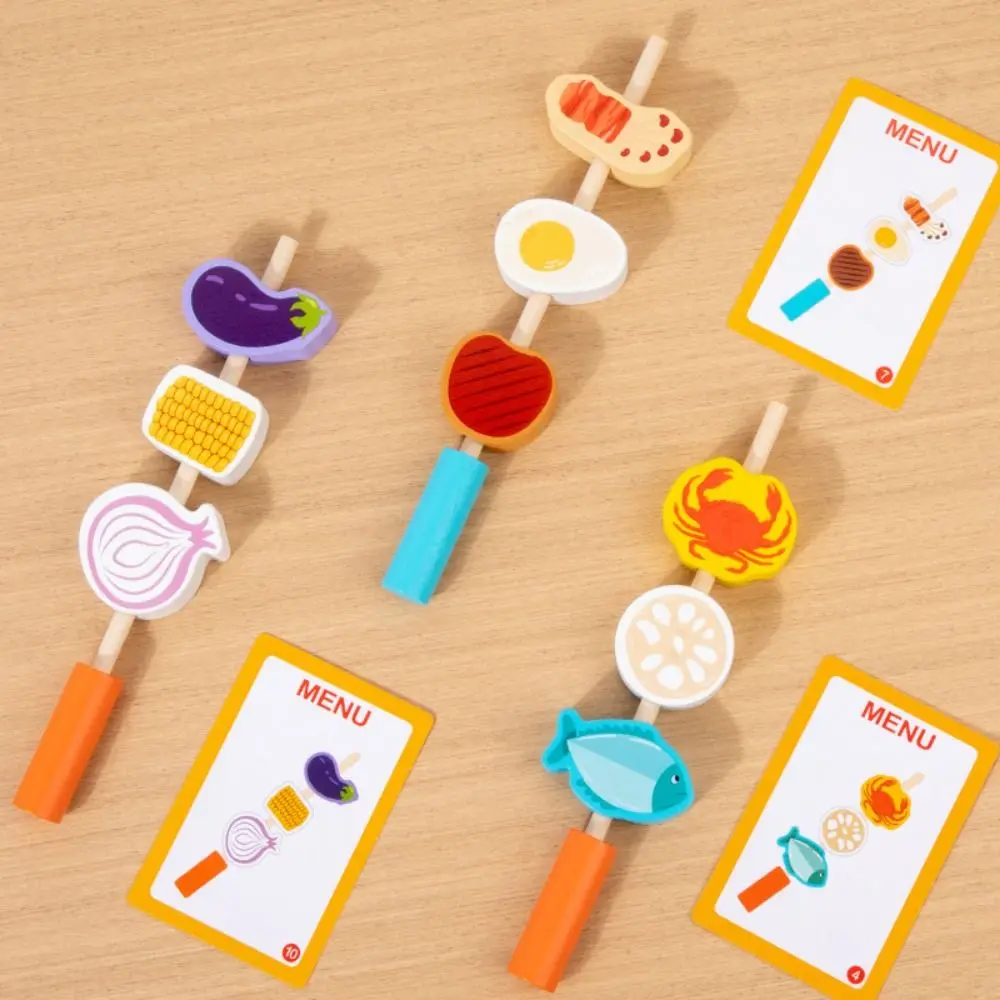 Juego de simulación de juguetes de cocina de madera, comida de simulación Montessori, juego de barbacoa simulada, casa de juego cognitiva para niños, juguete de cocina de imitación