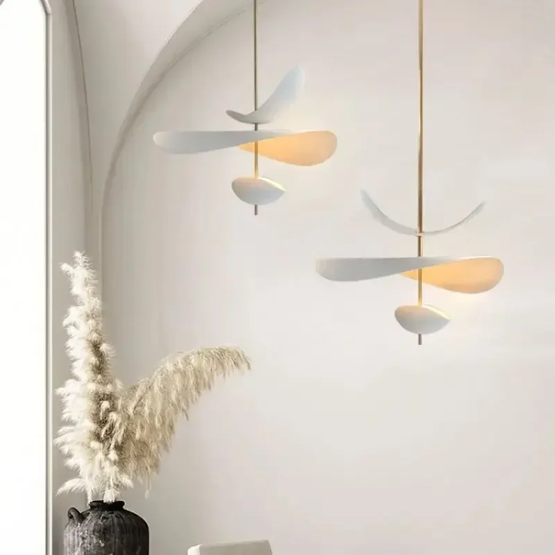 

SANDYHA French Simple Restaurant Pendant Light Fan Shaped LED Lamp Flower Chandelier for Living Room Bedroom Lighting Suspension