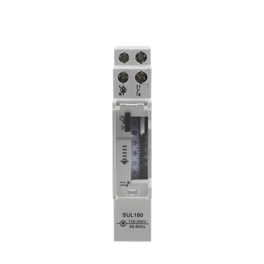 ManHua 16A 110-250VAC 45-60Hz SUL180 96ON/OFF Mechanical Analog 24 Hour Mechanical Programmable DIN Rail Time Switch