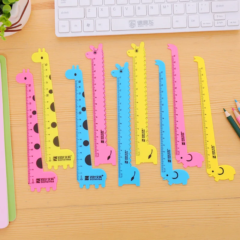 2 Pcs Giraffe Ruler Kawaii Accessories Cute Ruler Novelty Stationery Patchwork Ruler of Drafting Rules Kids Stationery