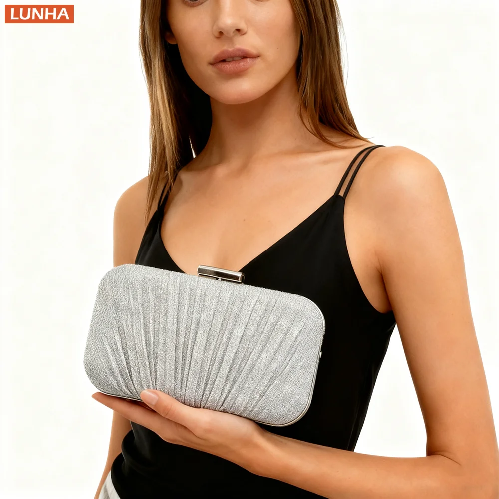 

Женский клатч-коробка с цепочкой на плечевом ремне, плиссированный дизайн, вечерний кошелек для свадебной вечеринки, ужина, помолвки, официальных мероприятий