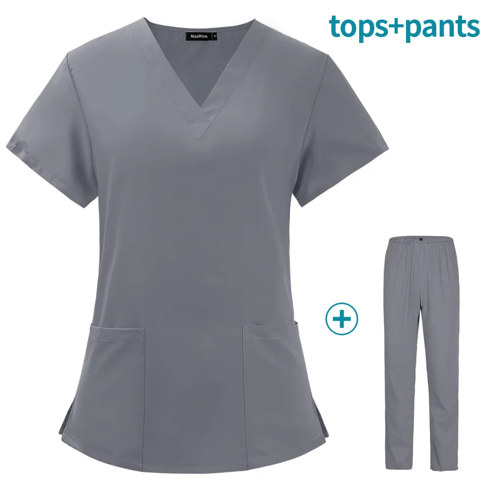 Nurses Accessories Medical Scrubs Sets Women Doctors Uniforms Hospital Tops Pant Dental Clinic Beauty Salon Lab Workwear Clothes