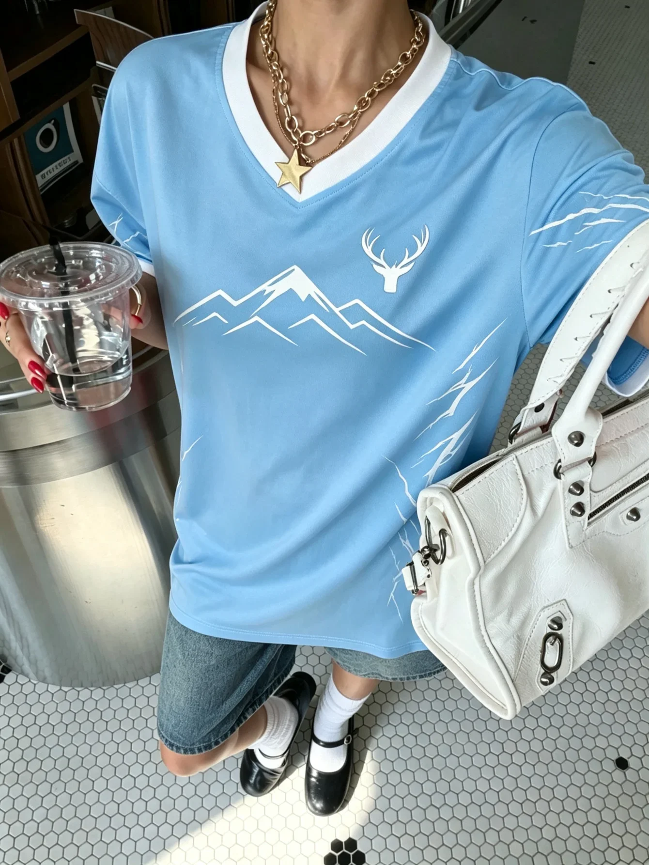 Sky Blue Y2K Soccer Jersey Number 9 Lightning Men Women Unisex Graphic Tee Plus Size Standard Size Football Streetwear Top