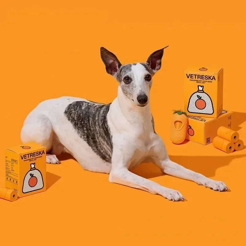 Poop Dog Bags Orange Flavor Portable Thickening Poop Bag Dogs Degradable Outdoor Garbage Bags Pet Supplies Accessories