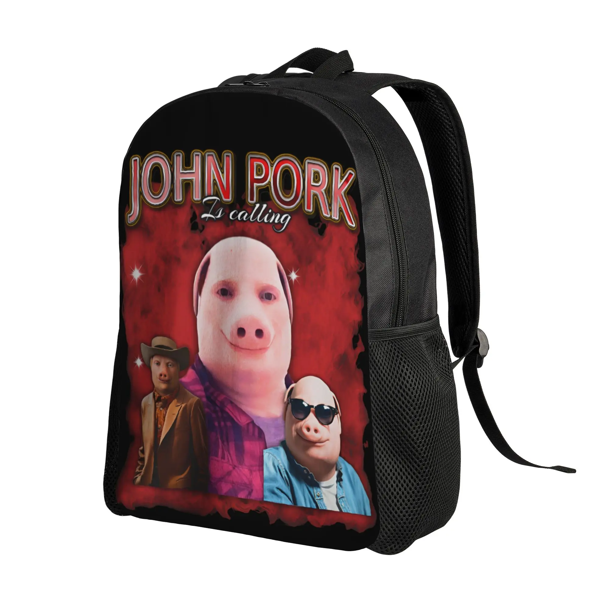 John Pork Is Calling Answer Call Phone Backpack Funny Pig Meme Daily Backpacks Boy Girl Big High School Bags Style Rucksack