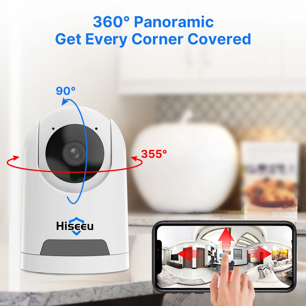 Hiseeu 2K 4MP Wifi PTZ IP Camera  2 Way Audio Baby Monitor AI Tracking Video Wireless Ip Surveillance Security Cameras