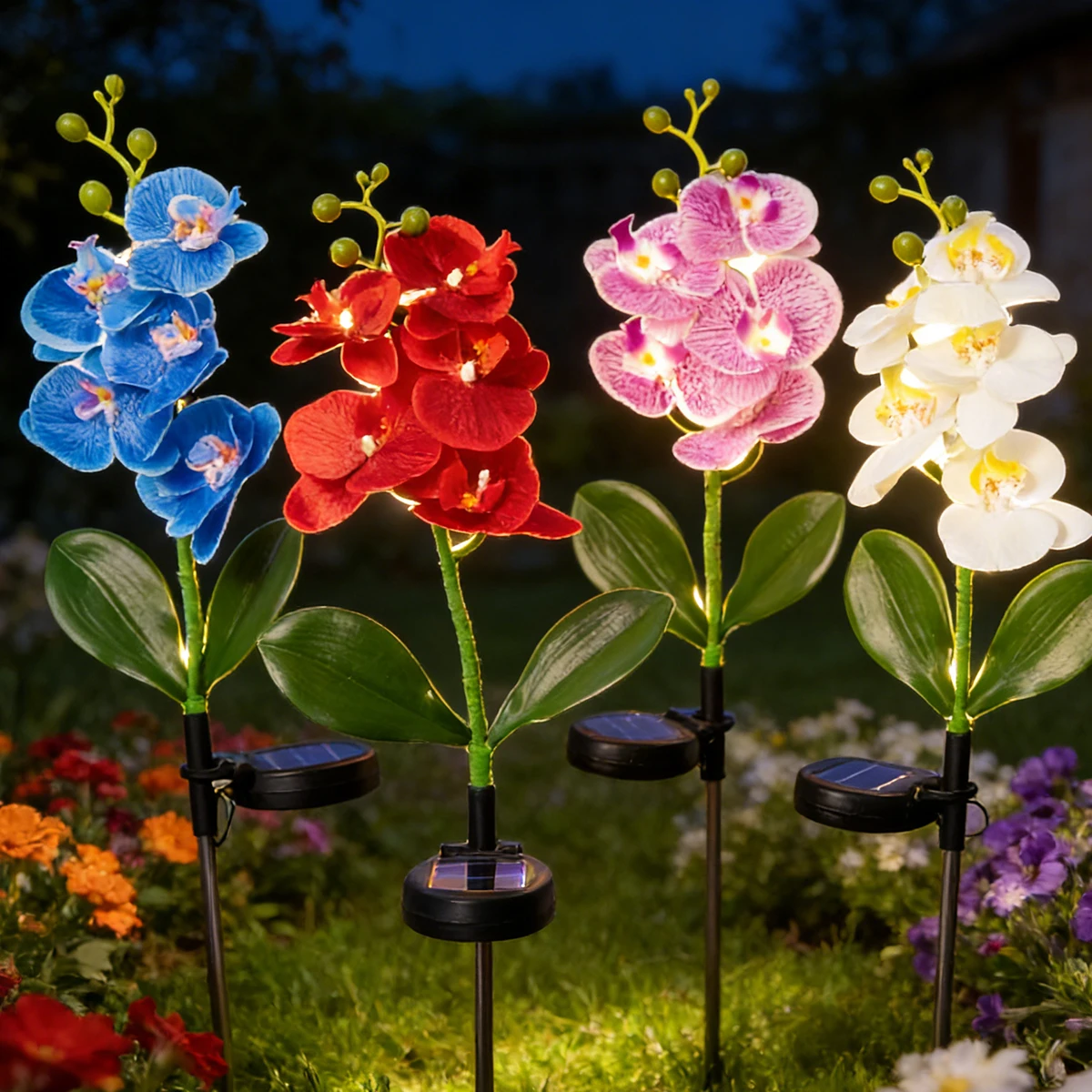 Solar Butterfly Orchid Lantern, Romantic Valentine's Day Atmosphere Lamp, Suitable for Courtyard and Valentine's Day Decoration