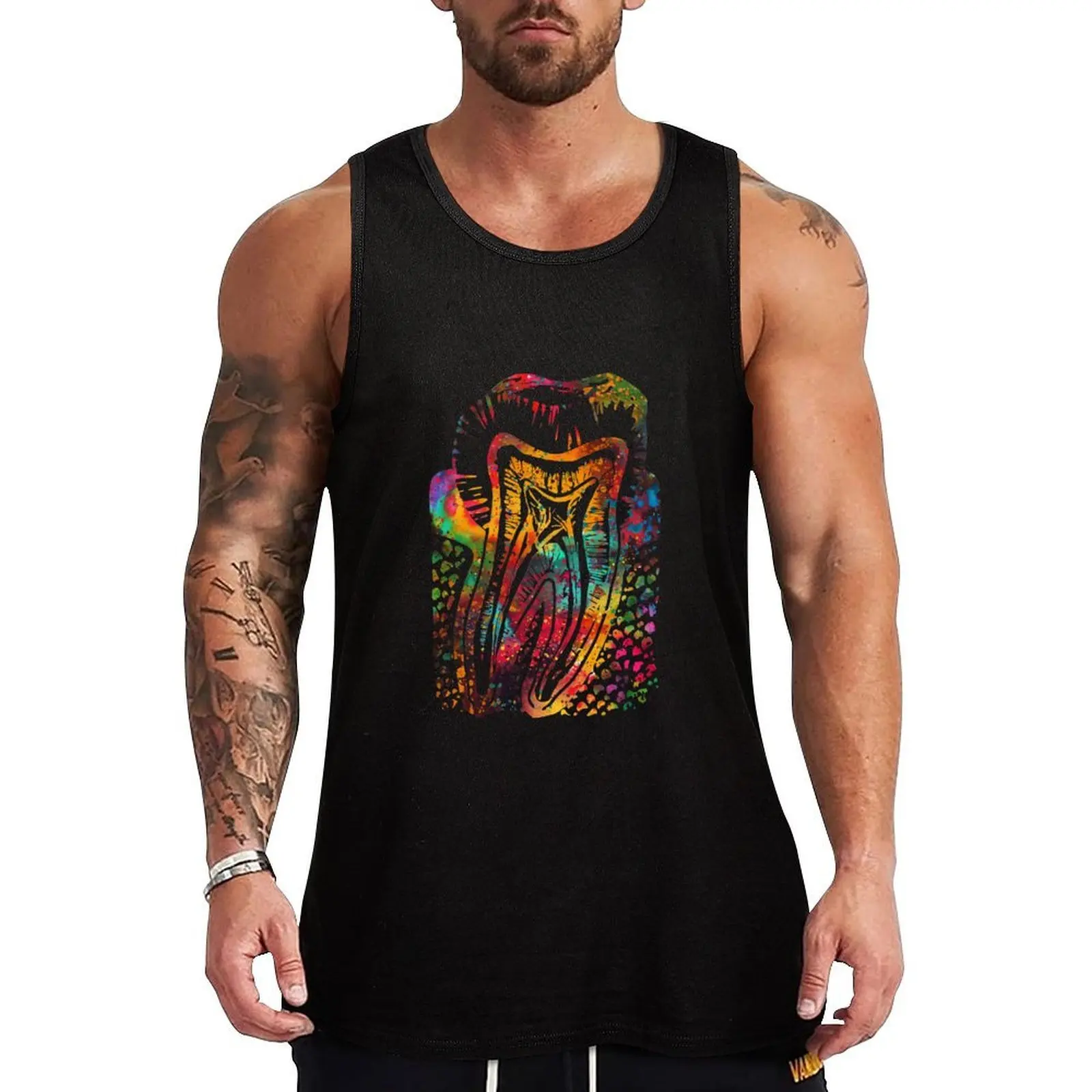 

Tooth Tank Top men gym clothing bodybuilding man Male vest