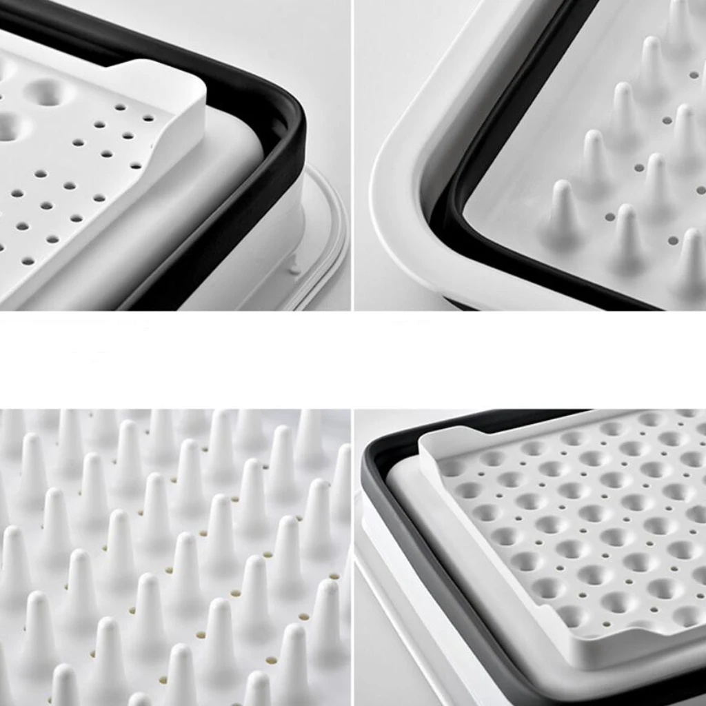 Foldable Dish Drainer Kitchen Drainer Collapsible Tray Dish Drainer Household Storage Rack Shelf Shelves Telescopic Bowl Rack